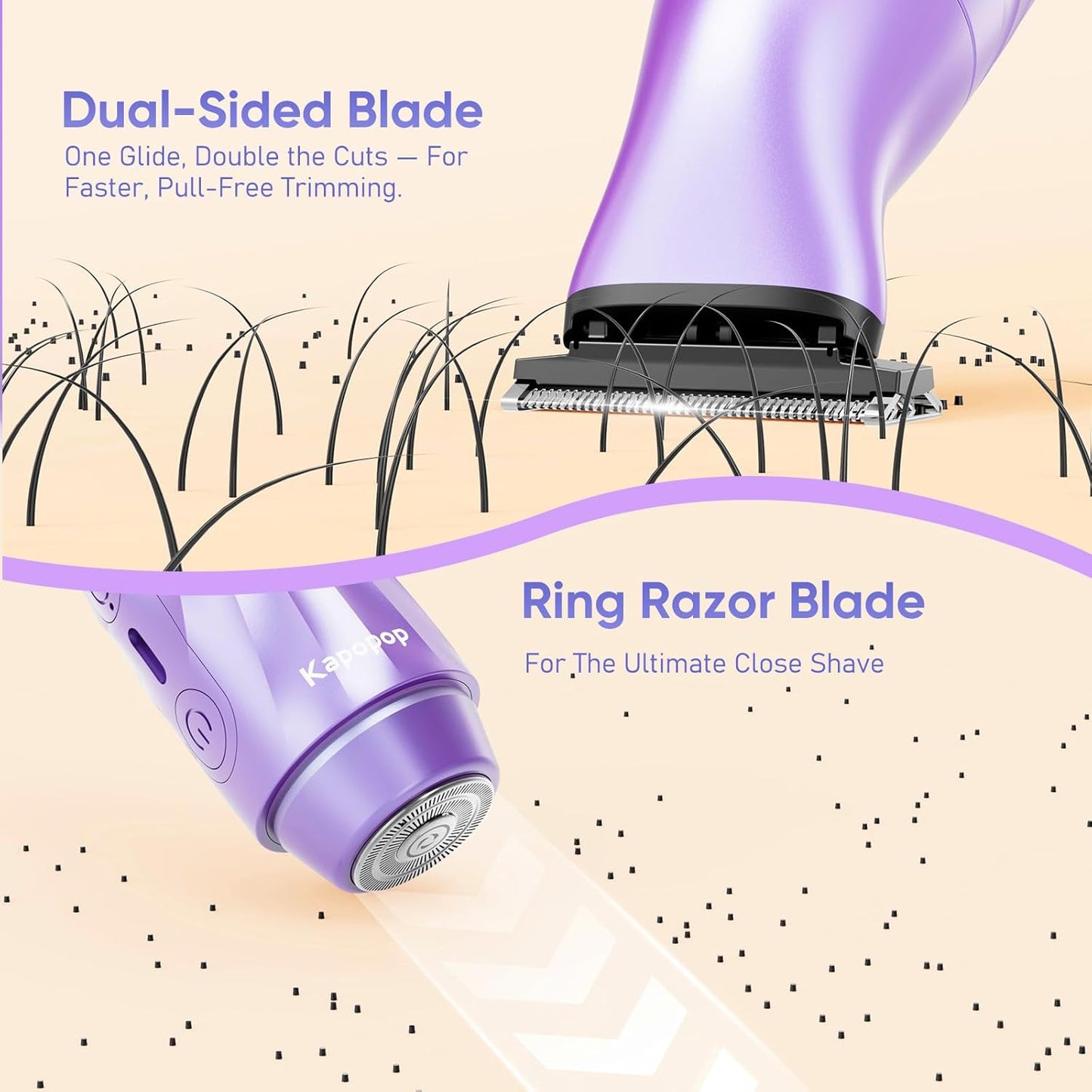 Skiennix 2-in-1 Bikini Trimmer for Women - Painless Electric Shaver & Razor, Waterproof & Rechargeable
