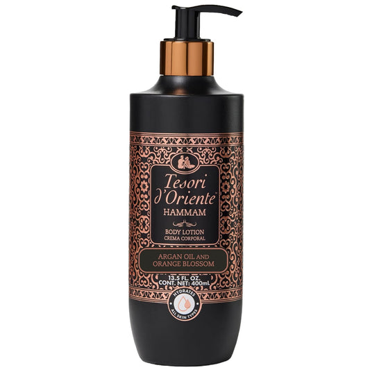 Tesori d’Oriente Body Lotion - Fast-Absorbing Argan Oil Moisturizer | 13.5 fl oz, Orange Blossom Scent
