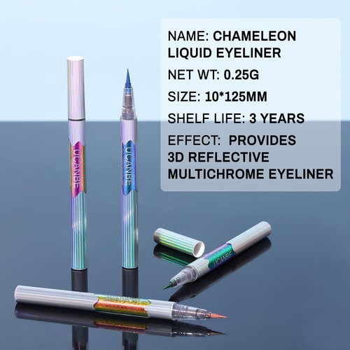 UCANBE Chameleon Liquid Eyeliner - Purple Yellow, Multi-Chrome Metallic Shift Eyeliner, Waterproof Glitter Eyeliner with Soft Fine Tip for Multi-Dimensional Eye Looks
