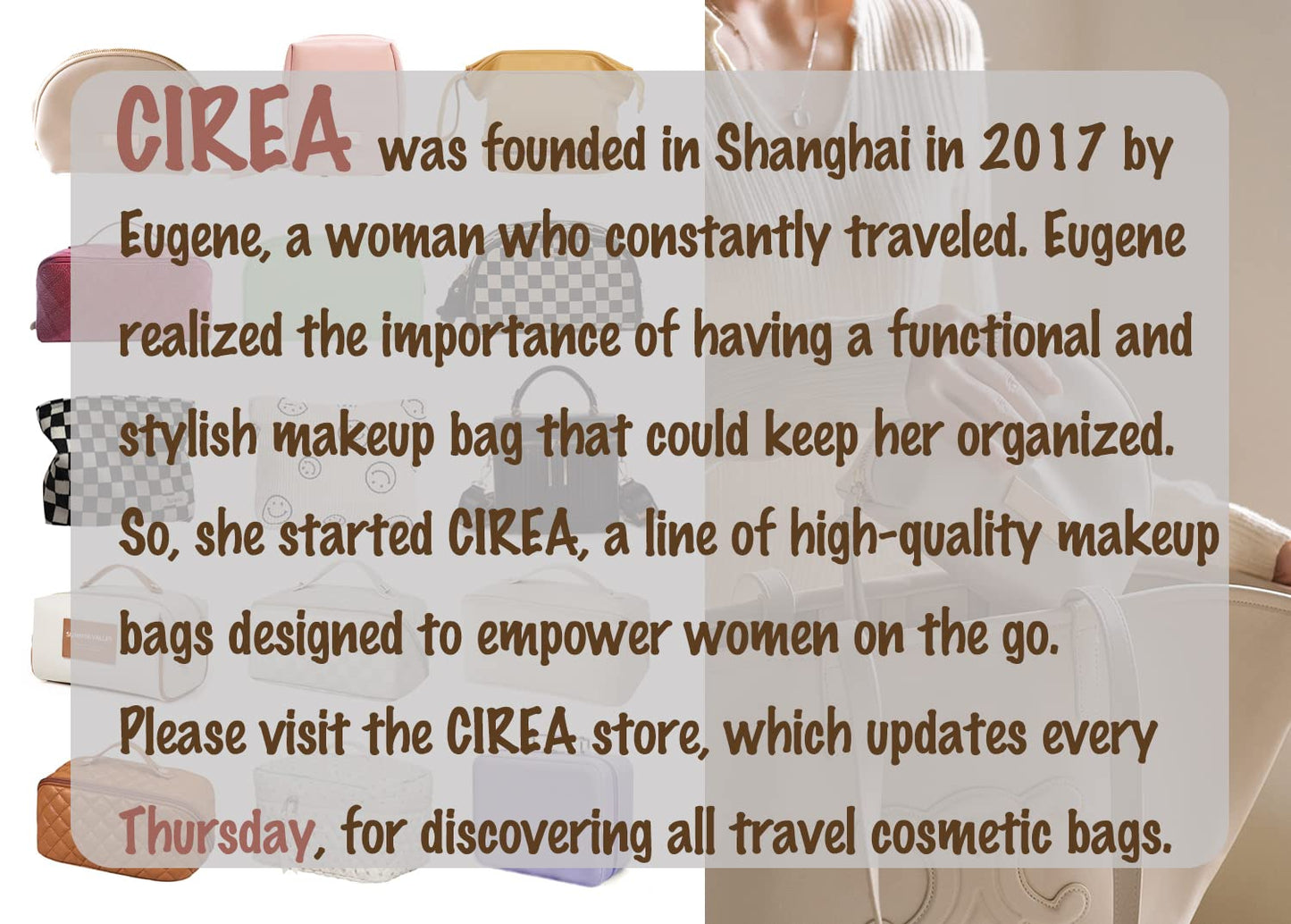 cirea Creamy Puffer Large Capacity Travel Cosmetic Bag for Women Skincare Care with Compartments White Makeup Bag (Egg White)