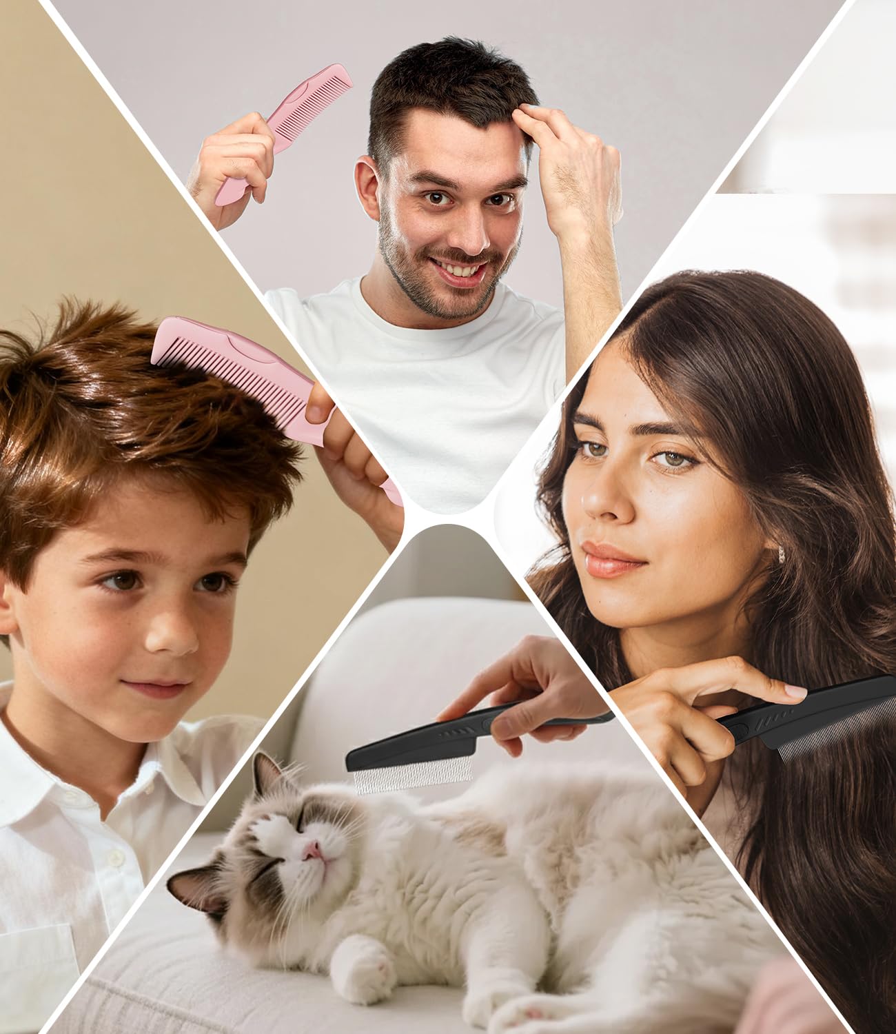 Dandruff Comb | 2PC Upgraded Fine Tooth Scalp Detox Comb for Women, Men & Kids - Pink Hair Care Tool