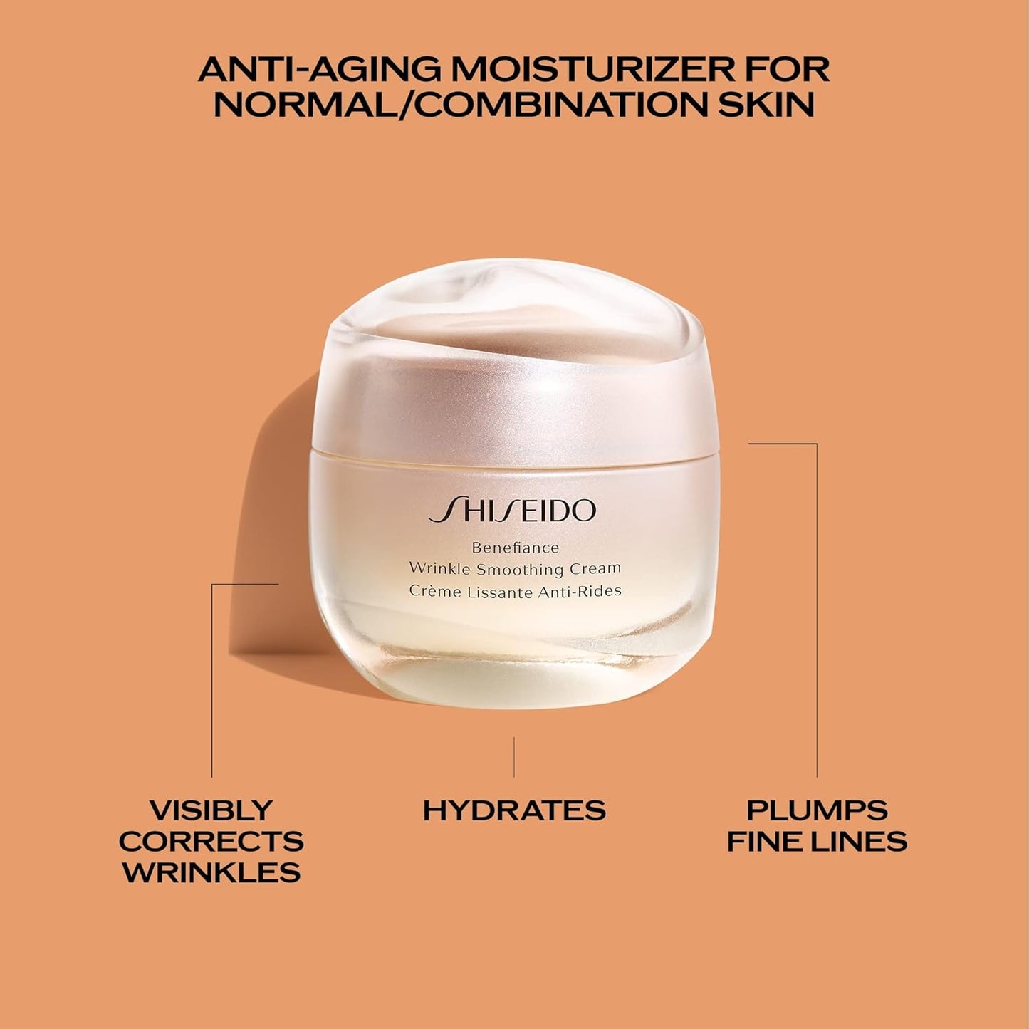 Shiseido Benefiance Wrinkle Smoothing Cream - Anti-Aging Moisturizer for Normal & Combination Skin - 50 mL