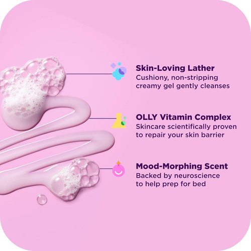 OLLY Renew Body Wash - Nourishing Vitamin D & Retinol Cleanser for Skin Repair | Jasmine Bergamot, 17oz