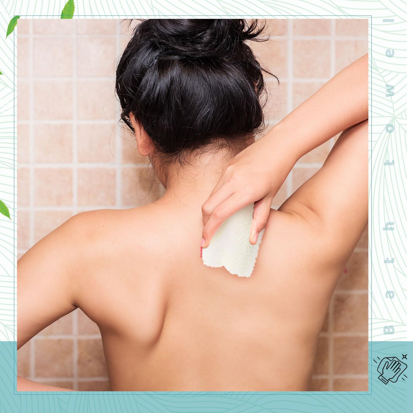 Tatuo 5 Pcs Exfoliating Face and Body Wash Cloths Towel Weave Bath Exfoliating Scrub Massage Bath Cloth for Women and Men, 10.63 x 9.05 Inch(Black Green Orange Blue Yellow Edge)