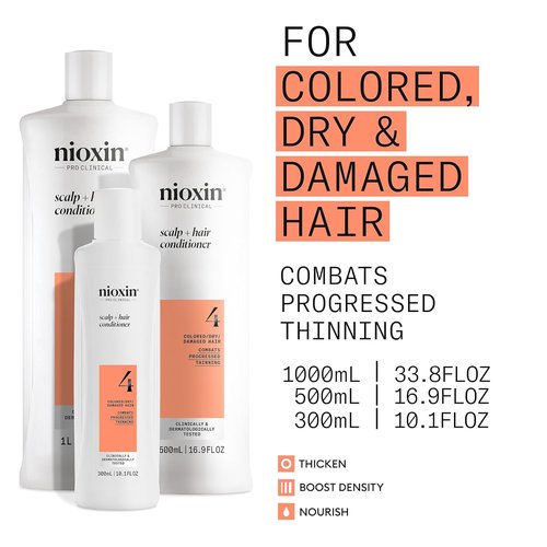 Nioxin System 4 Hair Thickening Conditioner - Nourish Colored & Damaged Hair | Boost Density with Niacinamide & Biotin