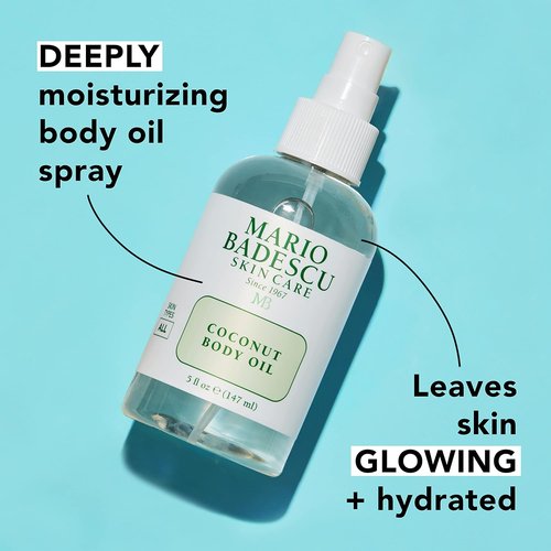 Mario Badescu Coconut Body Oil - Lightweight Hydrating Skin Care with Coconut Oil & Shea Butter | Perfect for After Shower Massage