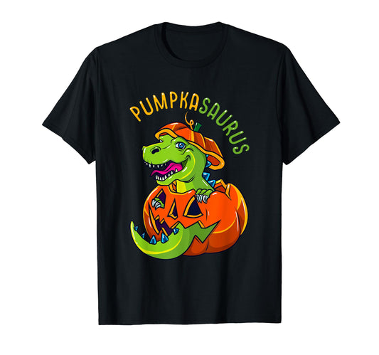 Halloween Boys Men Pumpkasaurus Dinosaur Pumpkin Funny T rex T-Shirt