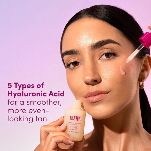 Coco & Eve Self Tanning Drops - Hydrating Gradual Face Tanner with Hyaluronic Acid | Medium, 1 Fl Oz