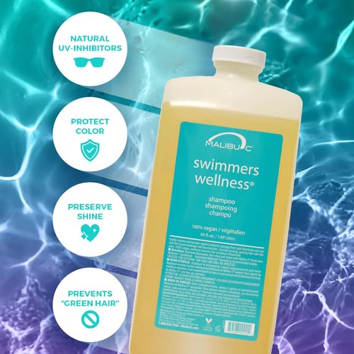 Malibu C Swimmers Shampoo - Protects Hair from Chlorine Damage & Restores Vitality - 12 oz