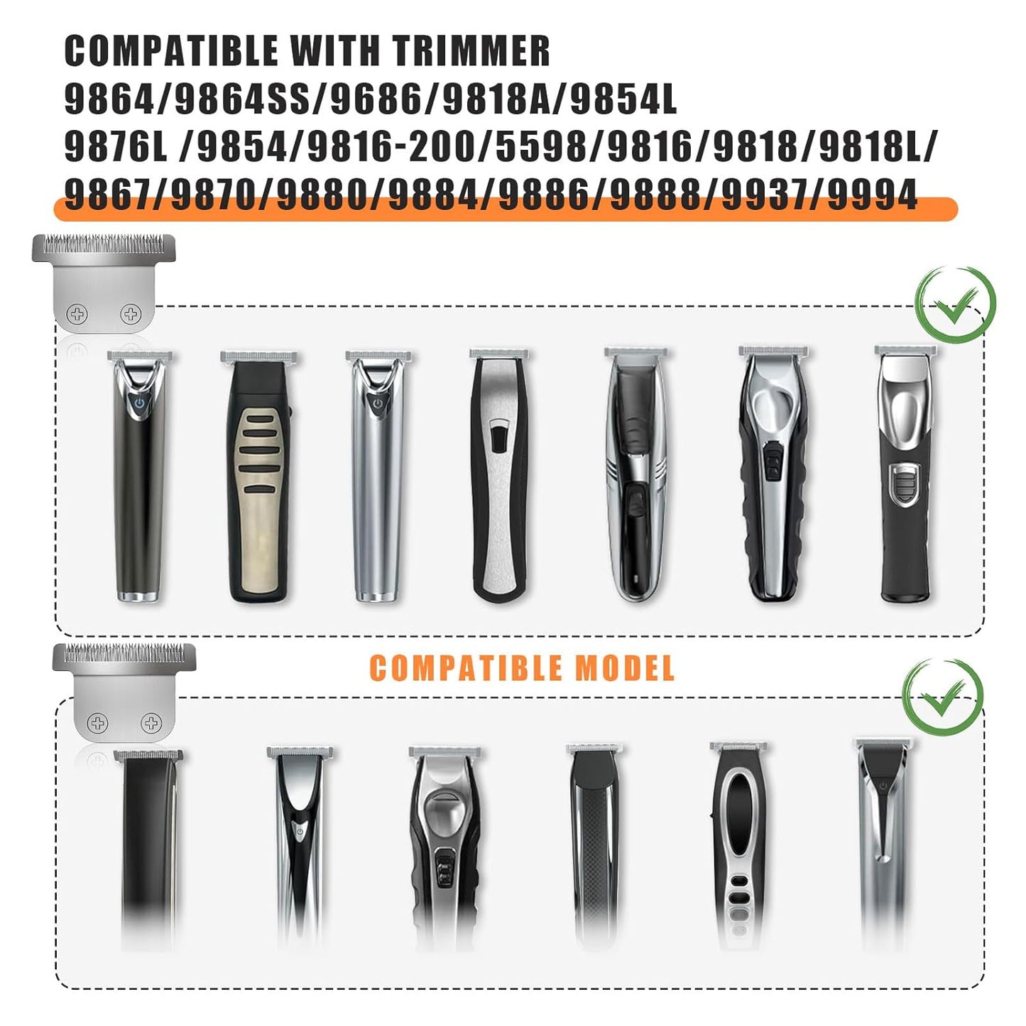 Wahl T-Blade Replacement Blades - 40mm Detachable Stainless Steel for Trimmers 9864/9864SS/9686/9818A/9854L