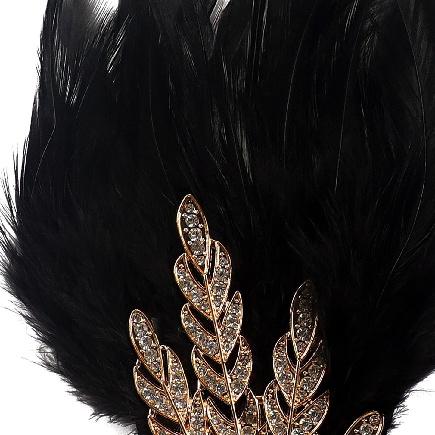 1920s Vintage Flapper Headbands Crystal Headpiece Ostrich Feather Hair Band for Women Girls Prom Party Festival Gatsby Hair Jewelry (B-Gold)