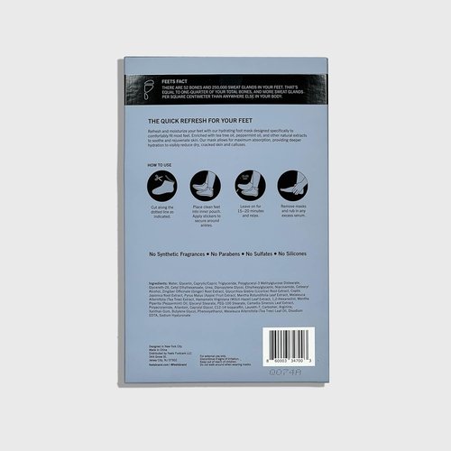FEETS Hydrating Foot Mask - Tea Tree & Peppermint (3-Pack) | Deeply Moisturizes & Soothes Heels