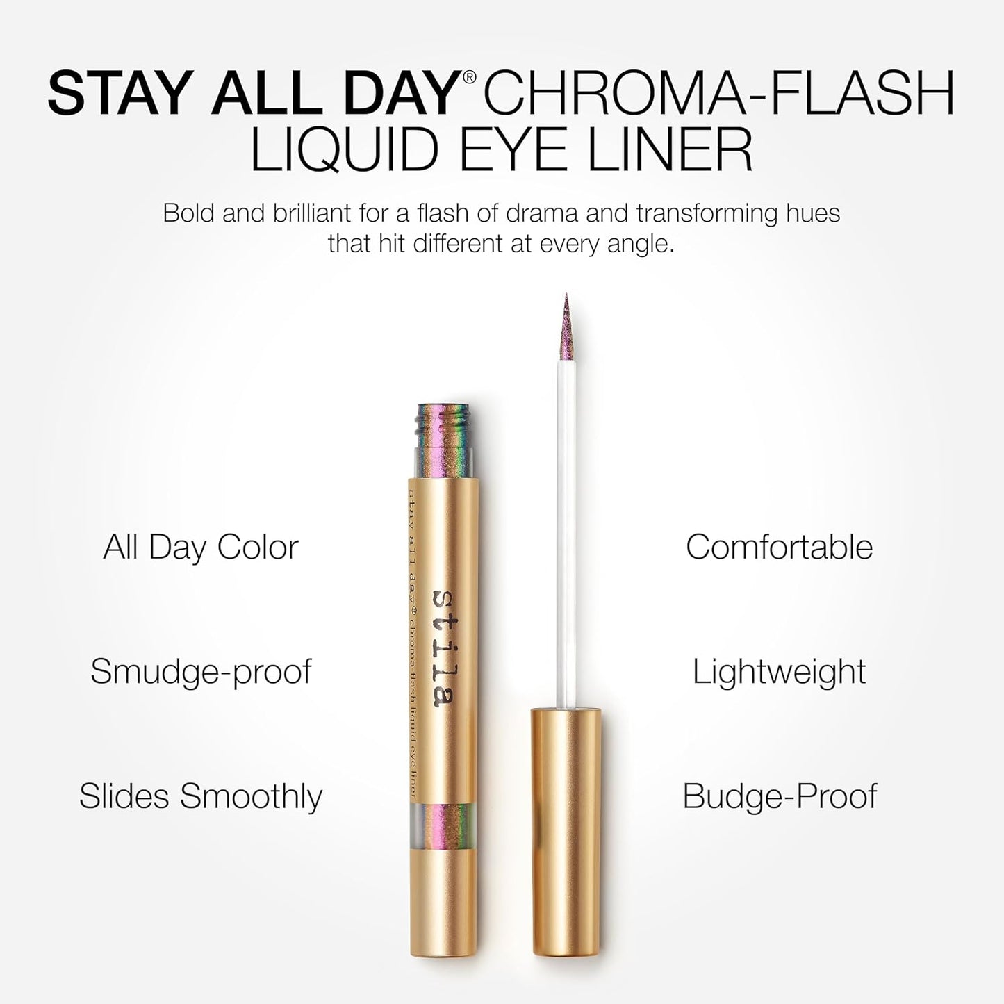 Stila Stay All Day® Chroma-Flash Liquid Eye Liner - Long-Wear Metallic Liner with Chrome Finish | Smudge-Proof & Fade-Resistant | Precision Brush Tip for Bold Color