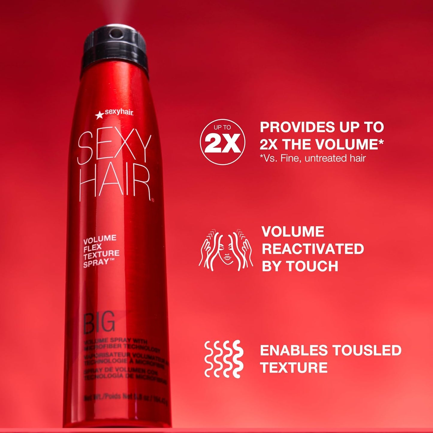 SexyHair Big Volume Flex Texture Spray - Microfiber Technology for Flexible Fullness | Up to 2x Volume
