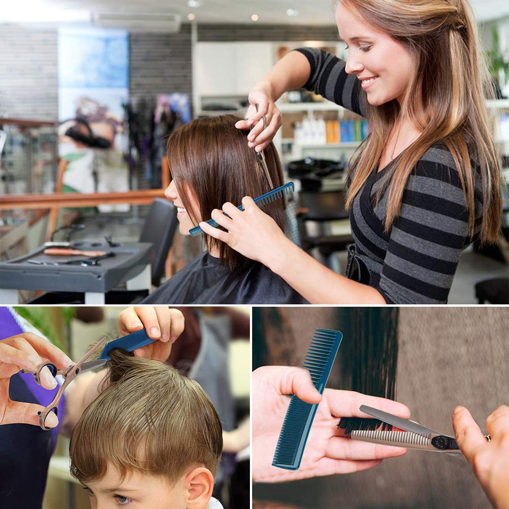 Moontay 6.0" Hair Cutting Scissor Thinning Shear Set, Professional Barber Hairstylist Hairdressing Thinning/Texturizing Shears/Scissors, Japanese 440C Steel Salon Hair Scissors (Gold)