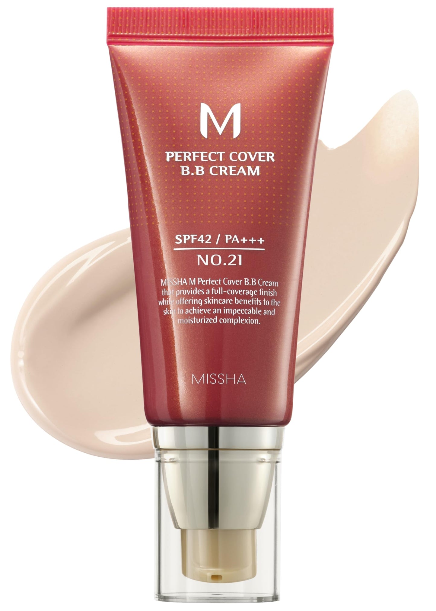 MISSHA M Perfect Cover BB Cream No.21 Light Beige - Light with Cool Undertone SPF 42 PA +++ 1.69 Fl Oz - Tinted Moisturizer for face with SPF