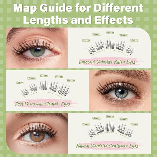 KEYYOU DIY Lash Clusters - 120 Pcs C Curl Waterproof False Eyelashes | Natural Look for Home Extensions