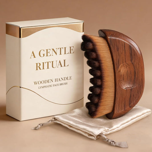 Skiennix Lymphatic Contour Face Brush - Wooden Facial Sculpting Tool for Drainage & Depuffing