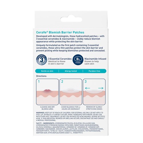 CeraVe Hydrocolloid Blemish Patches, Oil Absorbing Spot Control with Ceramides and Niacinamide, Allergy-Tested & Suitable For Sensitive Skin, Ultra-Thin & Blends Into All Skin Tones, 22ct