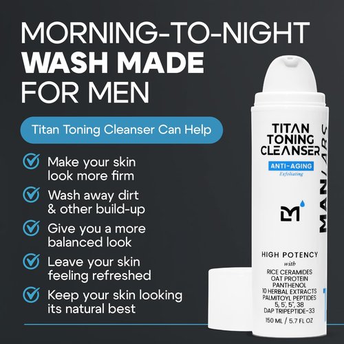 Man Labs Titan Anti-Aging Face Wash - Gentle Exfoliating Cleanser for Men | Hydrate & Revitalize All Skin Types