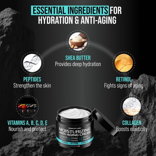 Regine Switzerland Men's Face Moisturizer Cream - Anti-Aging Retinol & Collagen Formula - 4 oz