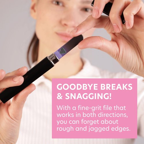 Bona Fide Beauty Glass Nail File with Hardcase, 1Piece Manicure Glass Fingernail Files in Black Cobalt. Made in the EU. Strong Reusable Nail Files