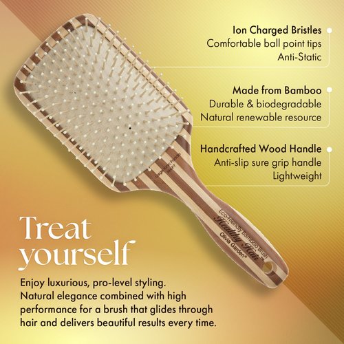 Olivia Garden Bamboo Ionic Paddle Hair Brush - Eco-Friendly Design for Healthy Hair