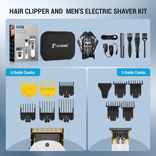 BESTBOMG® Hair Clippers - Professional Beard Trimmer Kit with Ceramic T-Blade for Men | Perfect for Barbers & Gifts