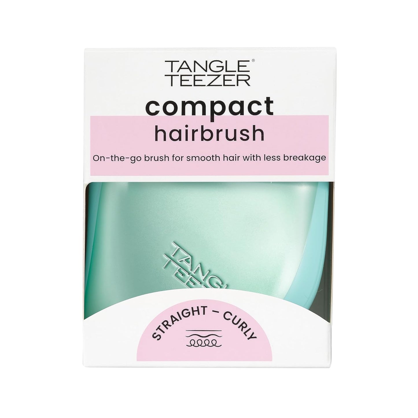 Tangle Teezer | Compact Styler Detangling Hairbrush - Travel-Friendly, Protective Cover & Two-Tiered Teeth | Teal Matte Chrome