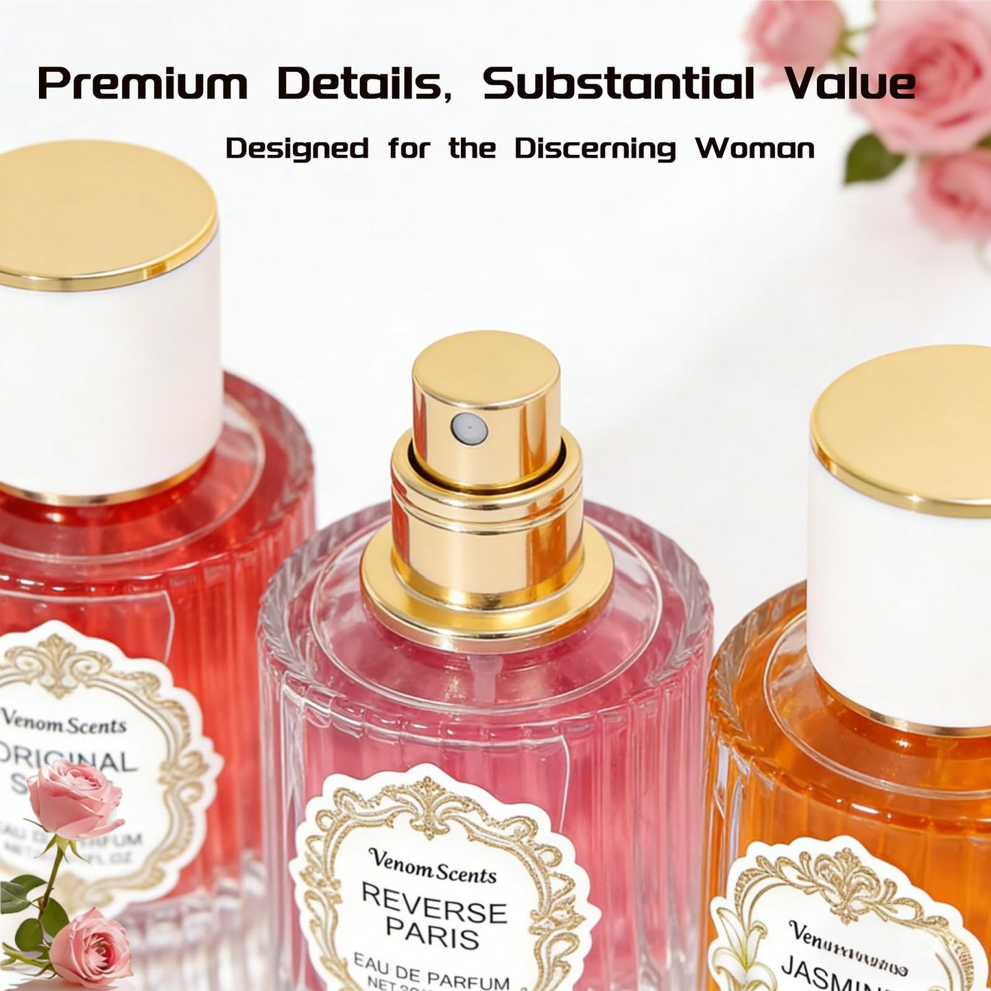 Venom Scents 3PCS Pheromones Perfume Collection for Women (30ml Each) - Jasmine, Lily & Peony Scent | Long-Lasting Floral Fragrance