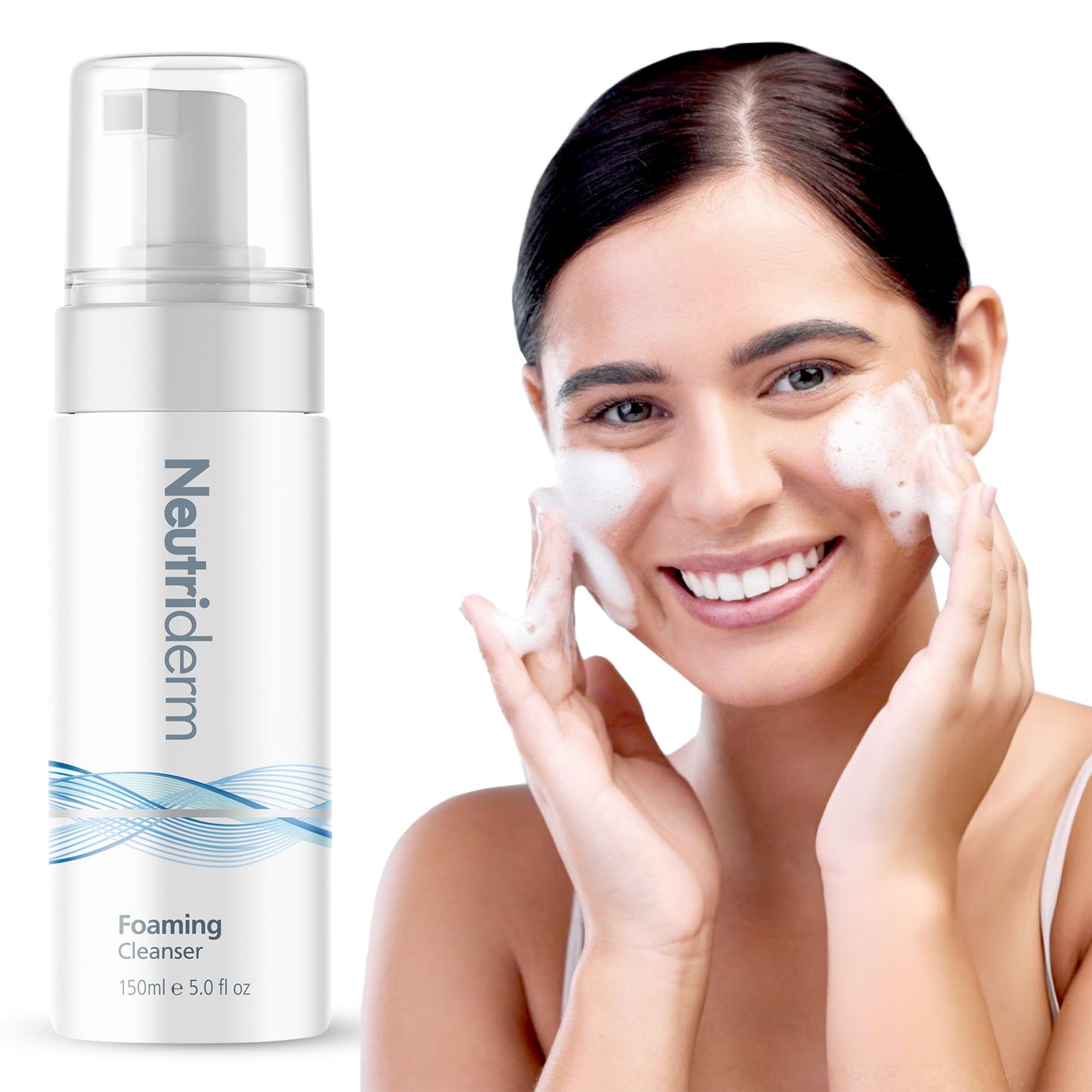 Neutriderm Foaming Cleanser Face Wash for Dry Skin: Ultra Hydrating Facial Cleanser with Niacinamide, Vitamin C, ProVitamin B5 Cleansing Foam Facewash - Facial Wash Removes Makeup & Impurities 5 Fl Oz