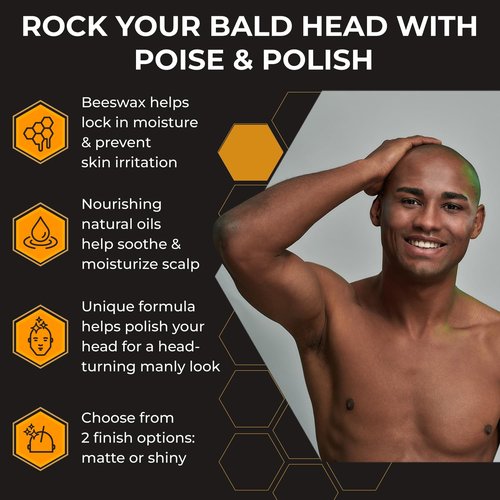 Bald Head Polish | Men's Aftershave Moisturizer - Waterproof Formula for Smooth Bald Heads, 4 OZ