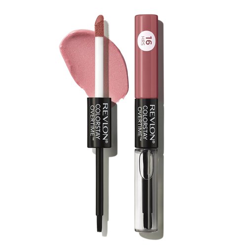 Revlon ColorStay Overtime Liquid Lipstick - Dual-Ended with Clear Gloss & Vitamin E, 350 Bare Maximum, 0.07 Fl Oz