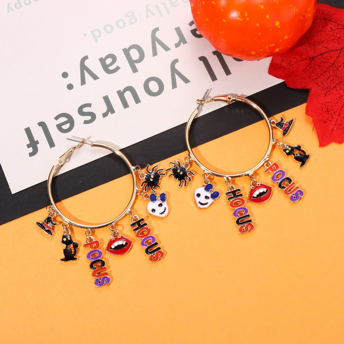 YAHPERN Halloween Thanksgiving Fall Christmas Earrings for Women Festive Holiday Hoop Earrings Costume Party Outfits Holiday Jewelry Gifts (Hocus Pocus)