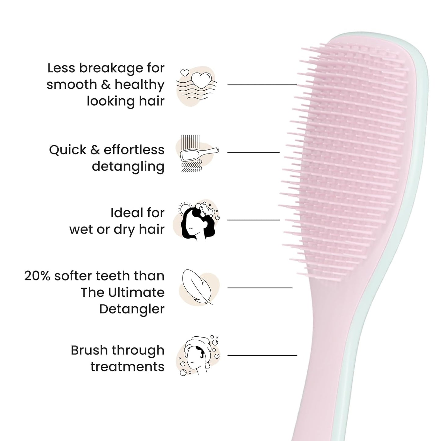 Tangle Teezer Fine Detangler Brush - Reduce Breakage for Fine Hair | Marshmallow Pink & Mint