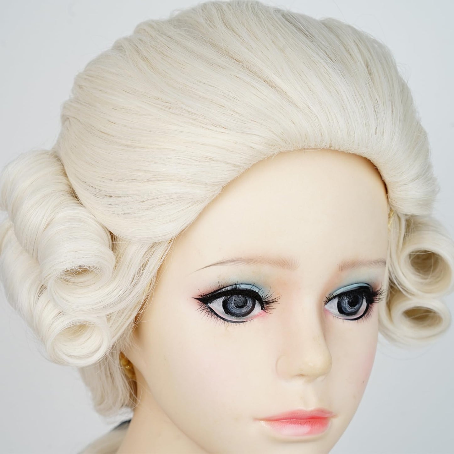 Kids Colonial Wig Powdered Wig Long Curly Blonde Judge Wig Lawer Wig for Girls Toddlers Halloween Costume Cosplay