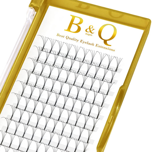 B&Qaugen 3D-C-0.10 Long Stem Premade Volume Eyelash Extensions, 15 mm, Cruelty Free, Individual