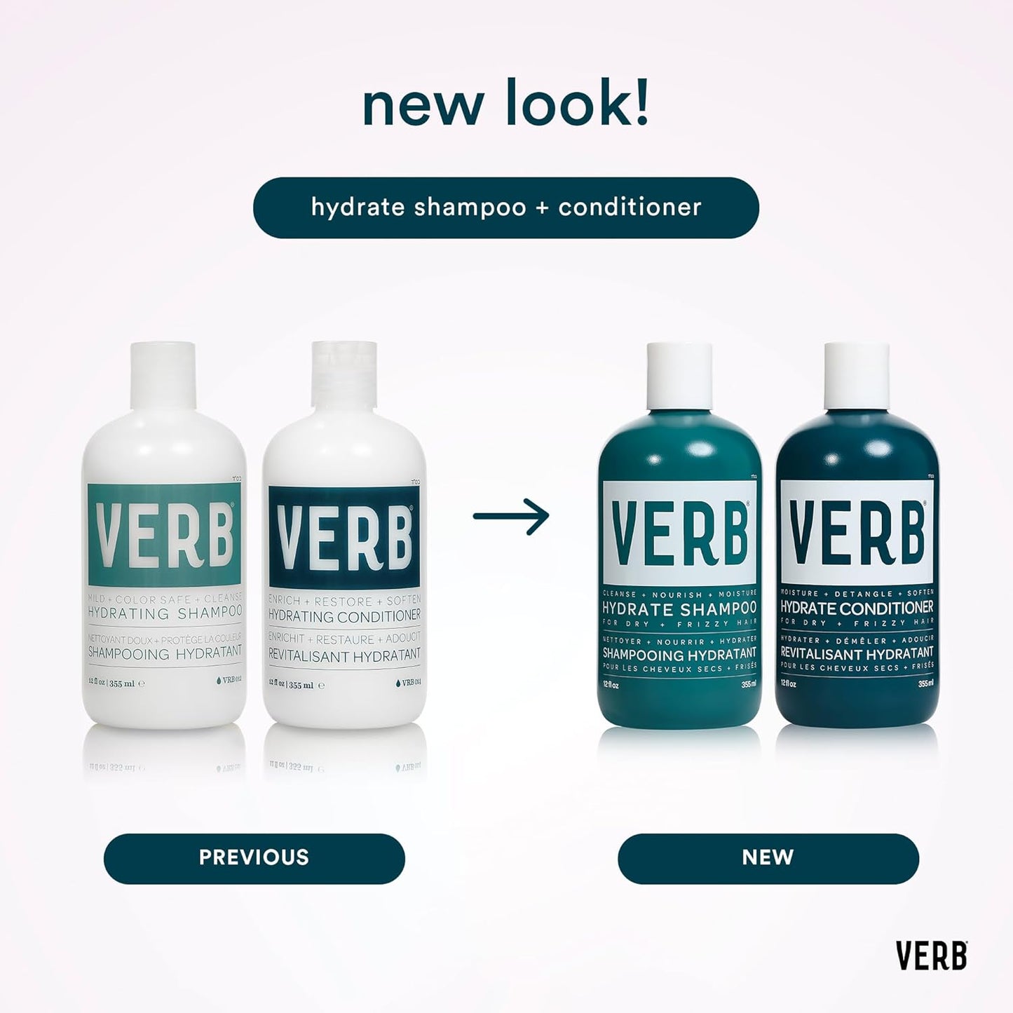 VERB Hydrate Shampoo - Nourish Dry, Frizzy Hair - Smooth & Frizz Control - Amber & Warm Jasmine Scent