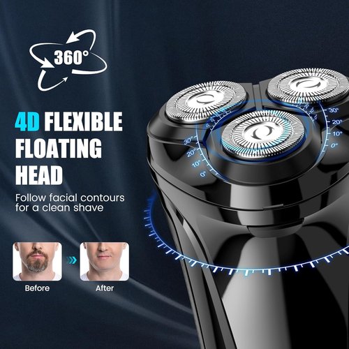 Brightup Electric Razor - Wet & Dry Shaver for Men with 4D Flex Blades, USB Charging & Travel Case