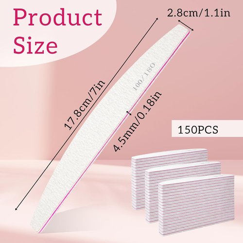 Regine Switzerland Nail Files - 150 Pcs Thickened Double-Sided Emery Boards for Acrylic & Natural Nails | Manicure Tools