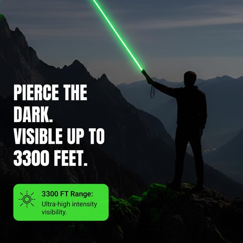 HITEKK High Power Green Laser Pointer | Tactical Long Range Green Laser Pointer | Compact Tactical Lazer Pointer | Rechargeable Lazer Pointer and Carrying Case (X1)