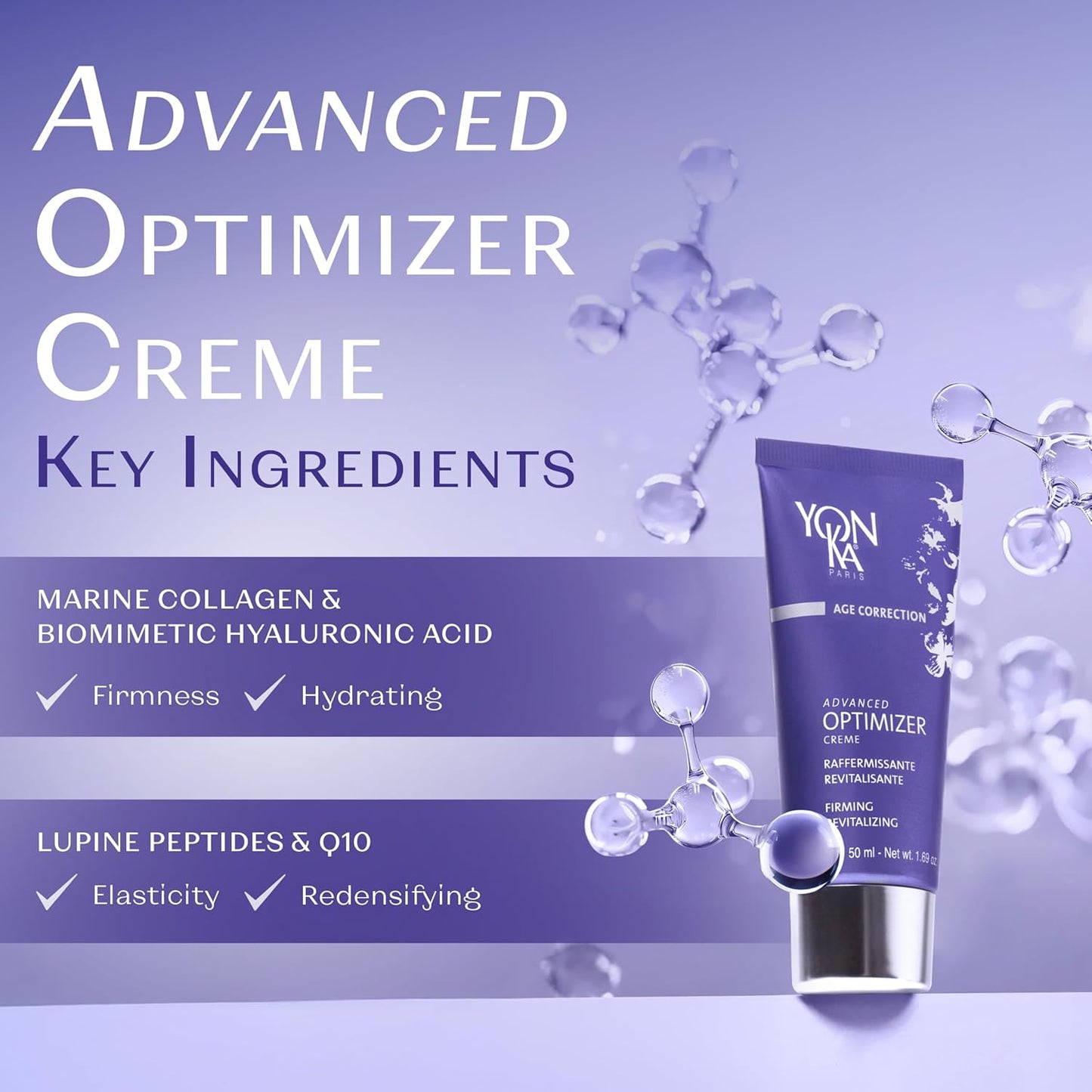 Yonka Advanced Optimizer Creme - Anti-Aging Face Cream for Firm, Tight Skin | Hyaluronic Acid Moisturizer | 1.69 oz