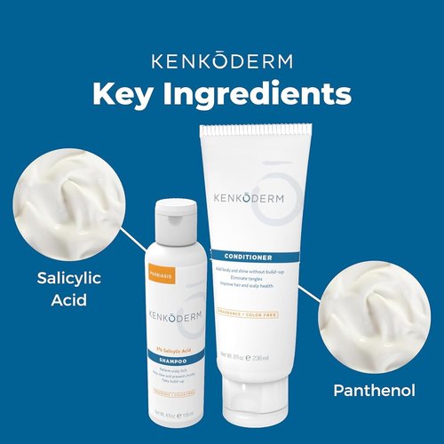 Kenkoderm Psoriasis Shampoo - 3% Salicylic Acid Formula for Itchy Scalp | Color & Fragrance Free, 4 oz