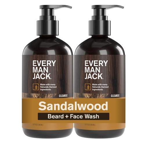 Every Man Jack Sandalwood Beard Wash - Cleanse and Hydrate for a Healthier Beard - 6.7 oz | 2 Pack