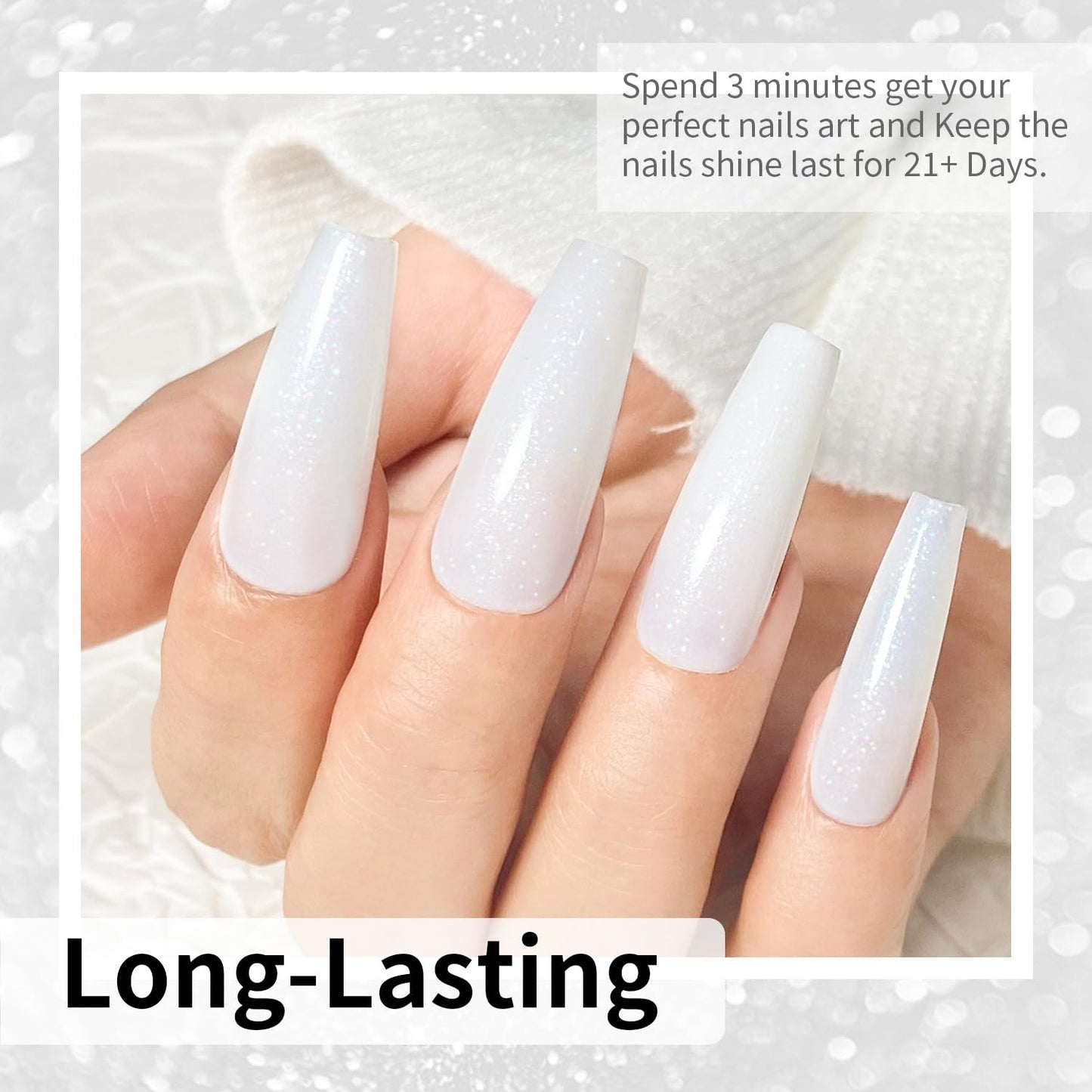 JODSONE Gel Nail Polish Pure White Glitter Pure White Gel Polish 10ml Nail Art Design Manicure Salon DIY Home All Seasons Neutral Soak Off U V Lamp