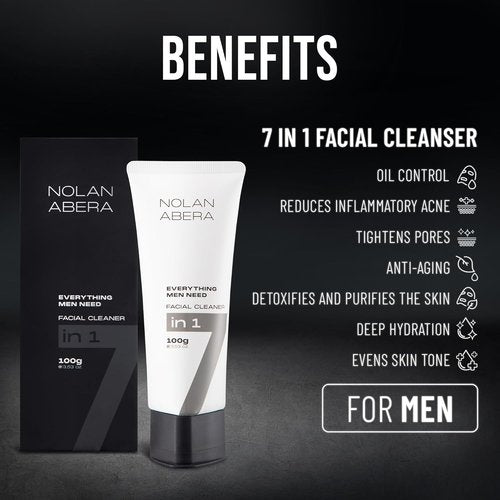 ABERA Nolan Daily Facial Cleanser for Men - Niacinamide & Zinc Oil Control | Refreshing 3.53 oz Face Wash