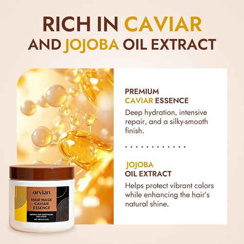 Orvian Caviar Hair Mask - Deep Repair & Moisture Treatment for Dry, Coarse, Damaged Hair