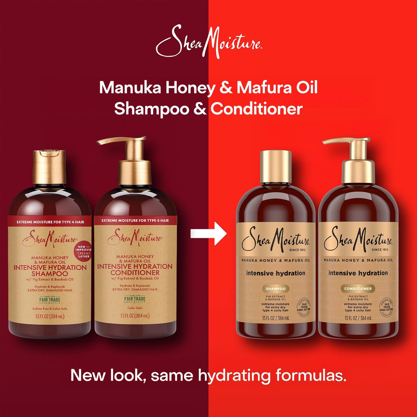 SheaMoisture Manuka Honey & Mafura Oil Shampoo and Conditioner - Intensive Hydration for Dry Hair | 13 Oz Each