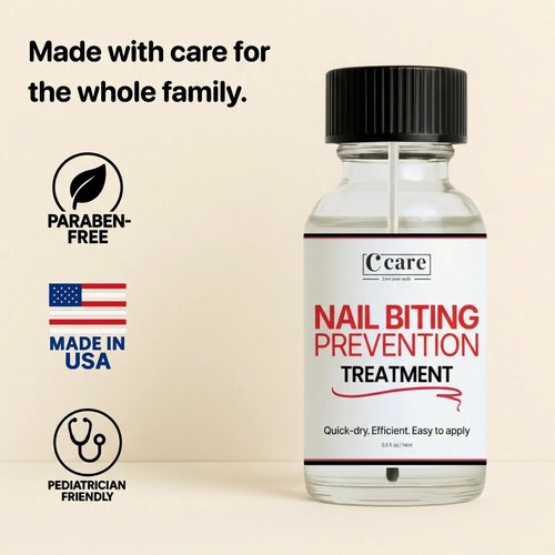 C CARE Nail Biting Prevention for Kids & Adults | Safe, Bitter, Clear, Thumb Sucking Deterrent | Stop Nail Biting Treatment for kids & Adults, Fast Drying, Easy Brush On, 0.5 fl oz