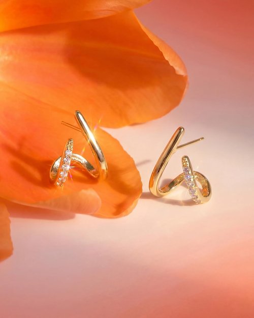 MUMREUES Gold Earrings - Trendy 14K Gold Plated Studs | Dainty Hypoallergenic CZ Jewelry for Women